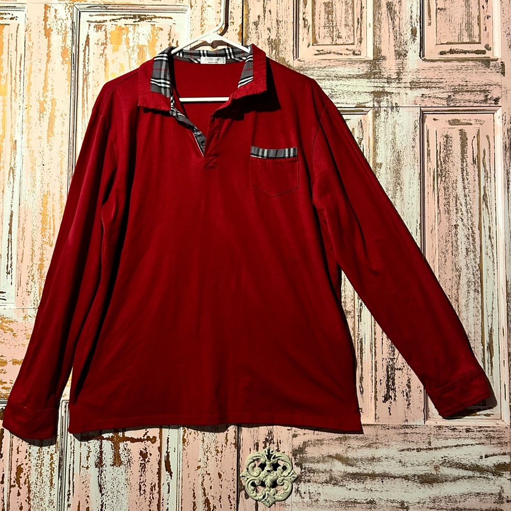 Red Long Sleeve Men's Dress Shirt